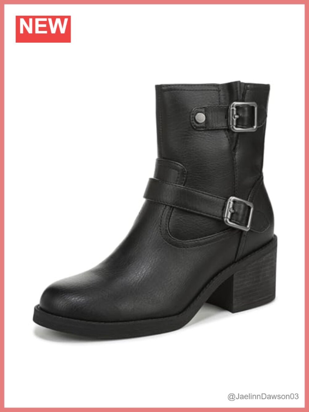 Faux Leather Ankle Bootie with Block Heel, Inside Zipper